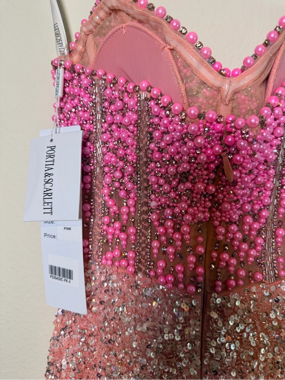 Portia & Scarlett PS26432C Pink Beaded Corset Gown Size 4 NWT $899 - Picture 15 of 16